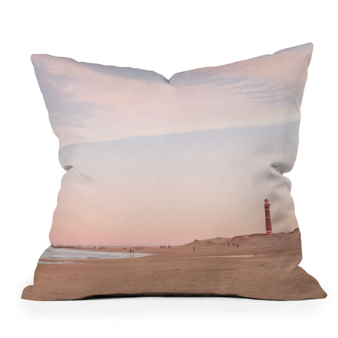 Ninasclicks The beach and the lighthouse Outdoor Throw Pillow