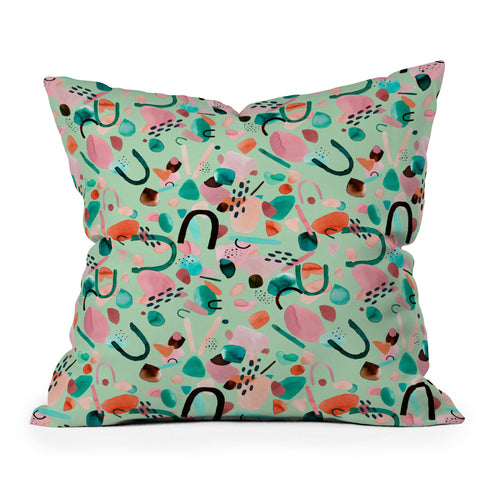 Ninola Design Abstract geo shapes Spring Outdoor Throw Pillow