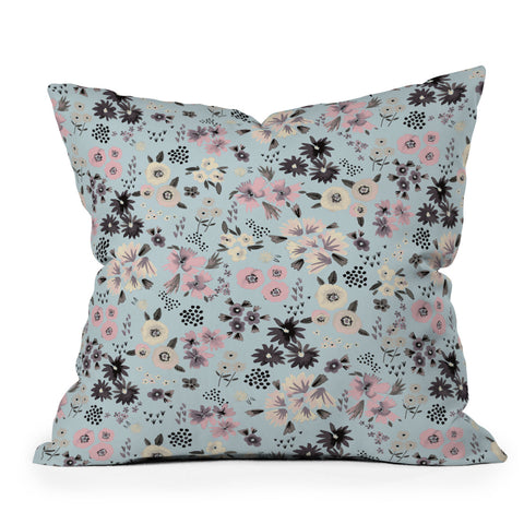 Ninola Design Artful little flowers Pastel Outdoor Throw Pillow