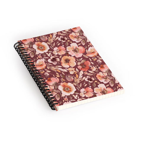 Ninola Design Artistic poppies Autumn Dark Red Spiral Notebook