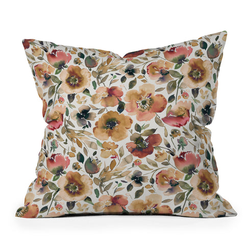 Ninola Design Artsy Poppies Gold Renaisance Throw Pillow