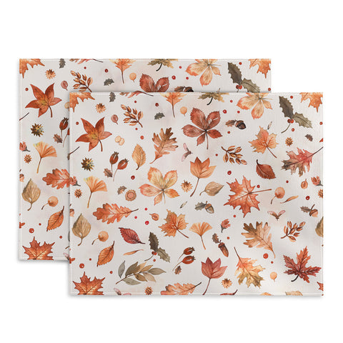 Ninola Design Autumn Leaves Watercolor Ginger Gold Placemat