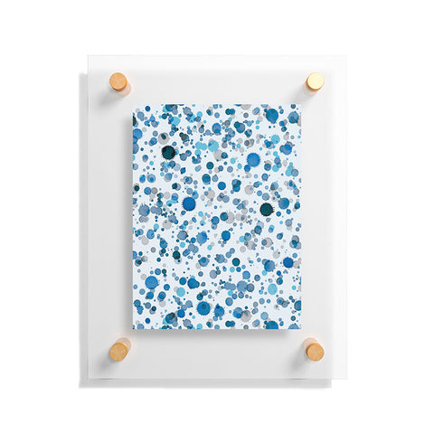Ninola Design Blue Ink Drops Texture Floating Acrylic Print