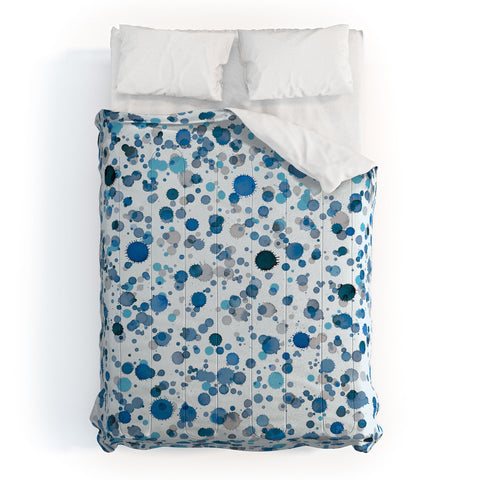 Ninola Design Blue Ink Drops Texture Comforter