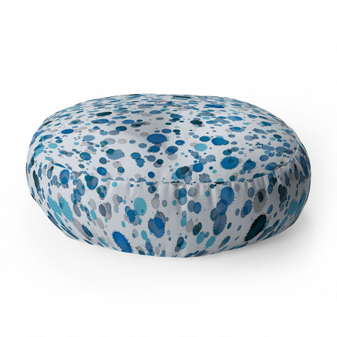 Ninola Design Blue Ink Drops Texture Floor Pillow Round