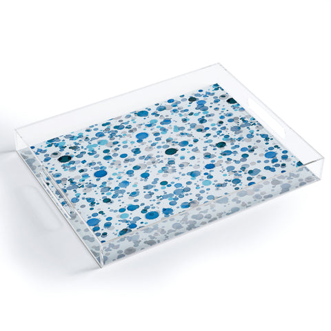 Ninola Design Blue Ink Drops Texture Acrylic Tray