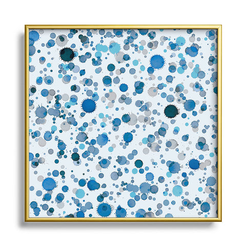 Ninola Design Blue Ink Drops Texture Square Metal Framed Art Print