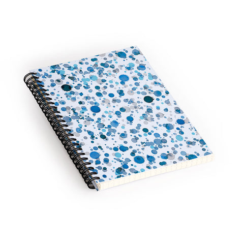 Ninola Design Blue Ink Drops Texture Spiral Notebook