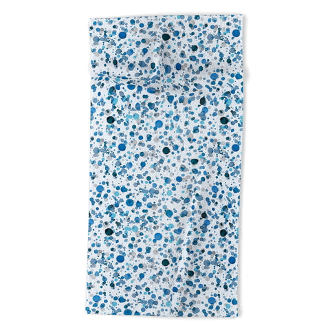 Ninola Design Blue Ink Drops Texture Beach Towel