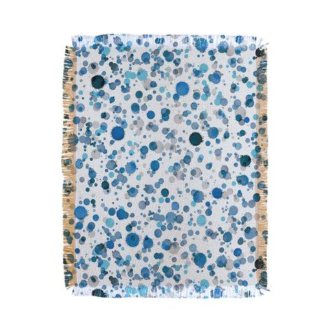 Ninola Design Blue Ink Drops Texture Throw Blanket