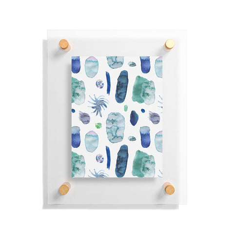 Ninola Design Blue Minimal Strokes Abstract Floating Acrylic Print