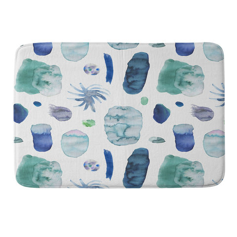 Ninola Design Blue Minimal Strokes Abstract Memory Foam Bath Mat