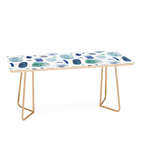 Ninola Design Blue Minimal Strokes Abstract Coffee Table