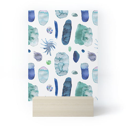 Ninola Design Blue Minimal Strokes Abstract Mini Art Print