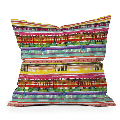 Ninola Design Boho Watercolor Tribal Outdoor Throw Pillow