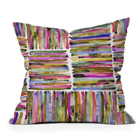 Ninola Design Bold and bright stripes Pink Outdoor Throw Pillow