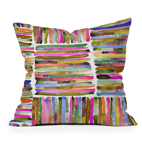 Ninola Design Bold bright stripes Pink Outdoor Throw Pillow