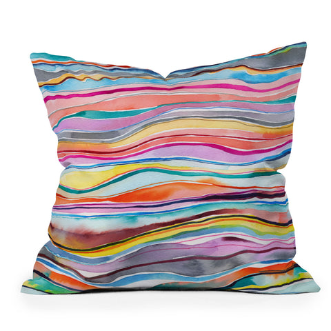 Ninola Design Canyon mountains rainbow Outdoor Throw Pillow