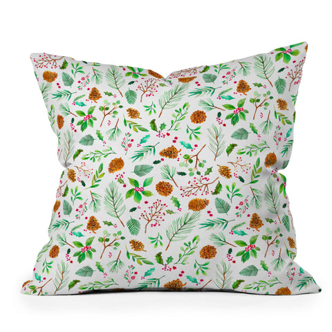 Ninola Design Christmas Botanical Outdoor Throw Pillow