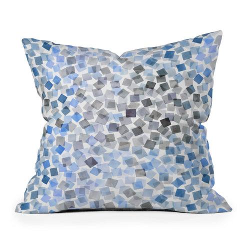 Ninola Design Confetti Plaids Blue Outdoor Throw Pillow