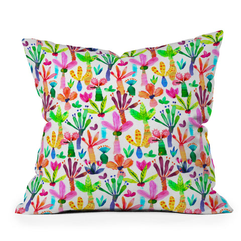 Ninola Design Cute and colorful tropical jungle Outdoor Throw Pillow