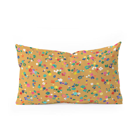 Ninola Design Ditsy Flowers Perennial Mustard Oblong Throw Pillow