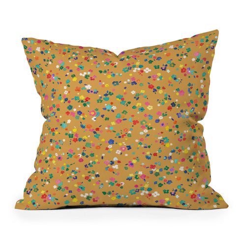 Ninola Design Ditsy Flowers Perennial Mustard Throw Pillow
