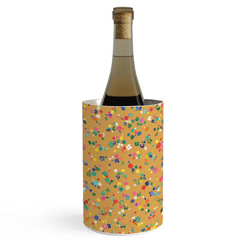 Ninola Design Ditsy Flowers Perennial Mustard Wine Chiller
