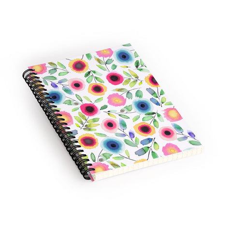 Ninola Design Dots Flowers Perennial Red Spiral Notebook