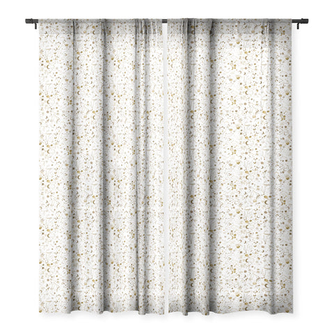 Ninola Design Galaxy Mystical Golden Sheer Window Curtain
