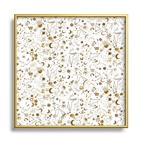 Ninola Design Galaxy Mystical Golden Square Metal Framed Art Print