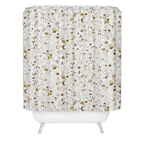 Ninola Design Galaxy Mystical Golden Shower Curtain