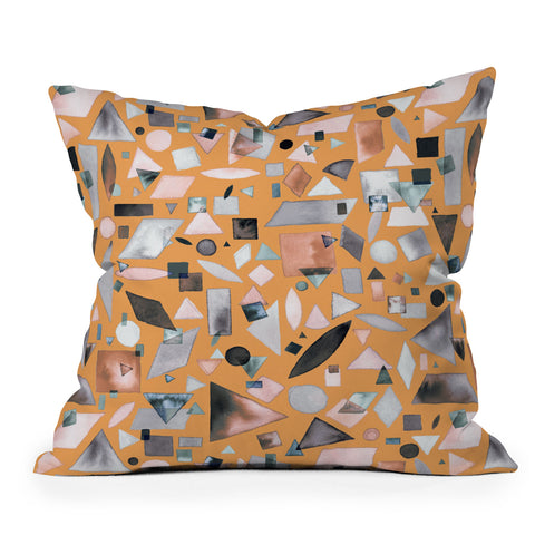 Ninola Design Geometric pieces Mustard Outdoor Throw Pillow