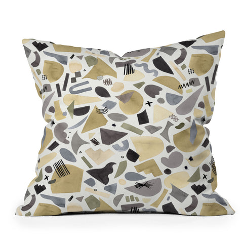 Ninola Design Geometric shapes Gold silver Outdoor Throw Pillow
