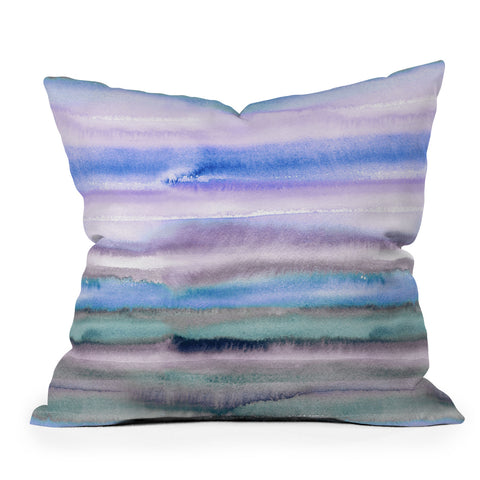 Ninola Design Gradient landscape watercolor blue Outdoor Throw Pillow