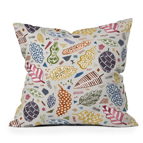 Ninola Design Graphic leaves textures Beige Outdoor Throw Pillow