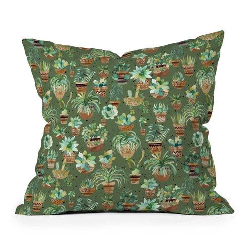 Ninola Design Home plants love Green Outdoor Throw Pillow