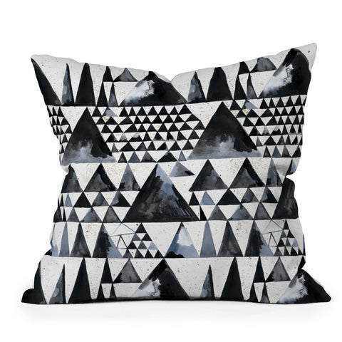 Ninola Design Japandi Geometric Triangles Outdoor Throw Pillow