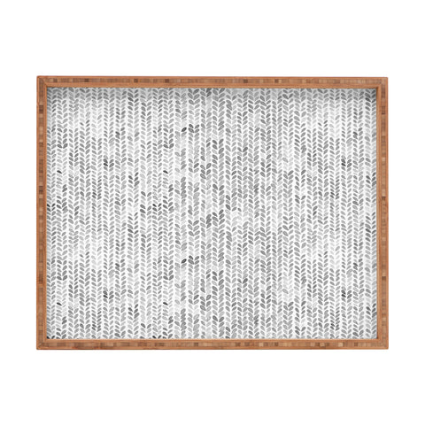 Ninola Design Knitting Texture Wool Winter Gray Rectangular Tray