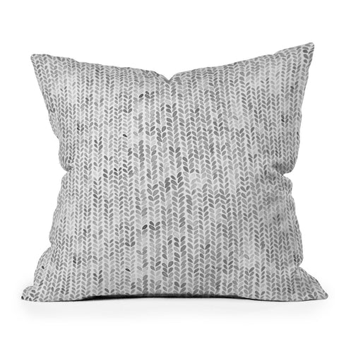 Ninola Design Knitting Texture Wool Winter Gray Outdoor Throw Pillow