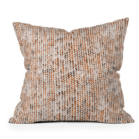 Ninola Design Knitting Wool Fall Terracotta Outdoor Throw Pillow