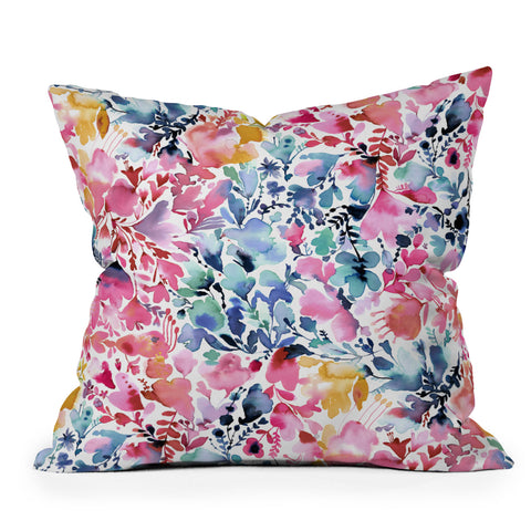 Ninola Design Magic watercolor flowers Outdoor Throw Pillow