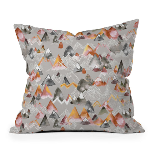 Ninola Design Magical Fall Mountains Beige Outdoor Throw Pillow