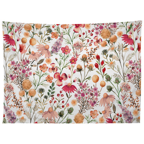 Ninola Design Meadow Perennial Botanical Red Tapestry