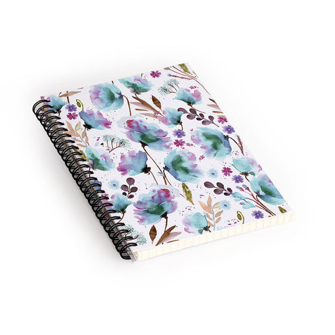 Ninola Design Meadow Poppies Perennial Blue Spiral Notebook