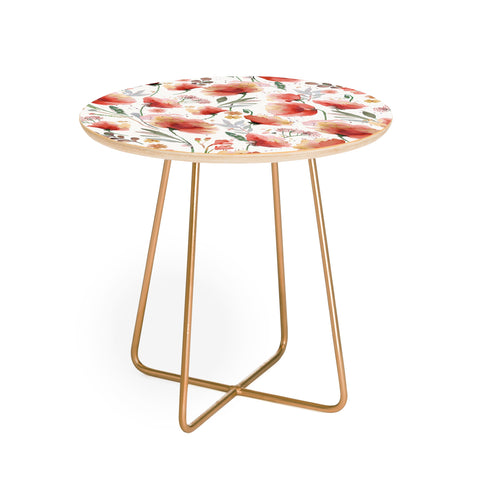 Ninola Design Meadow Poppies Perennial Red Round Side Table