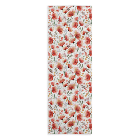 Ninola Design Meadow Poppies Perennial Red Yoga Towel