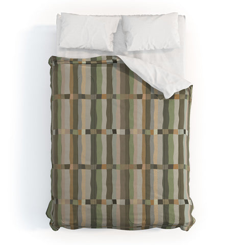 Ninola Design Modern Stripes Green Bog Comforter