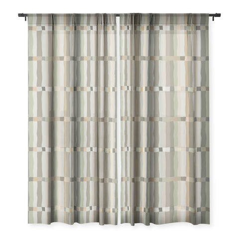 Ninola Design Modern Stripes Green Bog Sheer Window Curtain