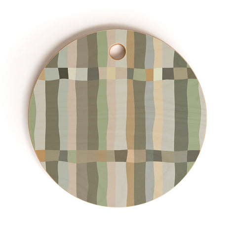 Ninola Design Modern Stripes Green Bog Cutting Board Round